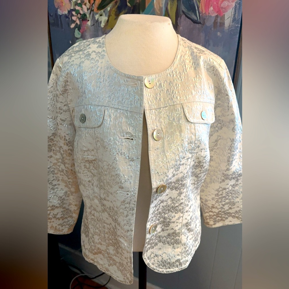 Ruby Rd. Size 12 Silver Lightweight Jacket - Picture 1 of 4